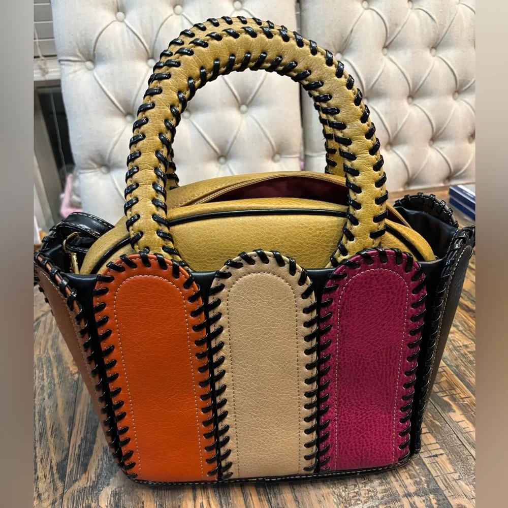 Patchwork Colored Stitching Handbag - Picture 1 of 14